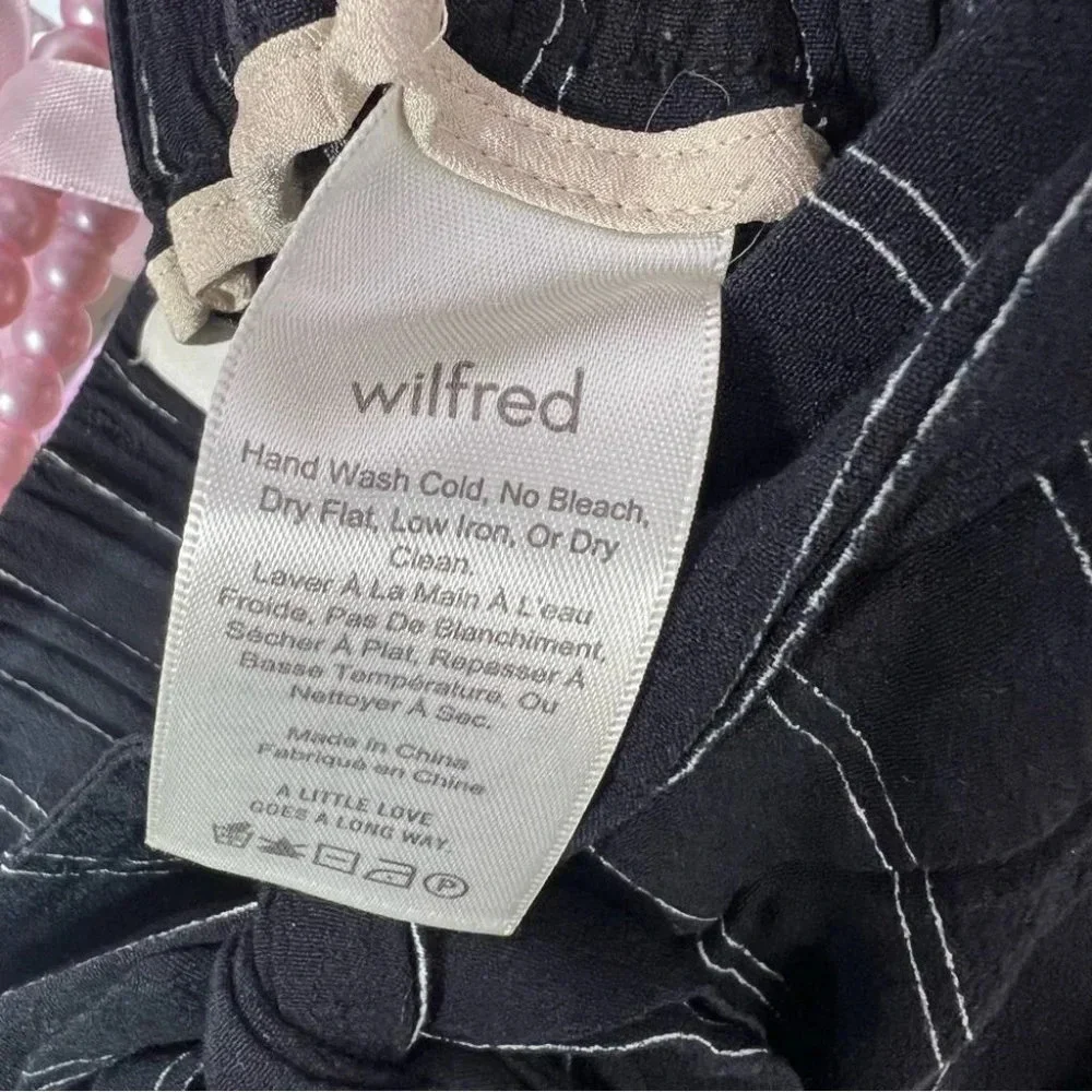 Wilfred pants capris linen wide leg light weight pin striped with bow tie up